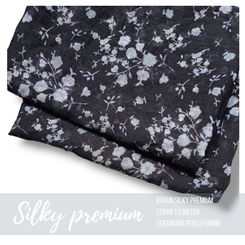 kain katun silky motif bunga lembut tipis