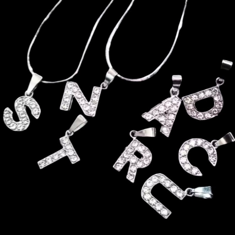 kalung silver murni 925 liontin huruf