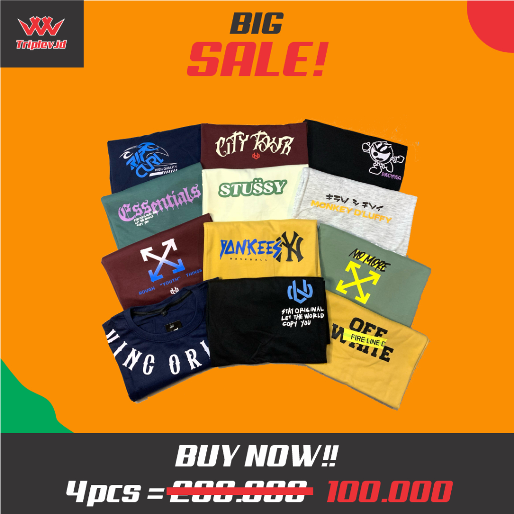 Paket 4 PCS 100 rb Baju Atasan Tshirt Kaos Distro #3