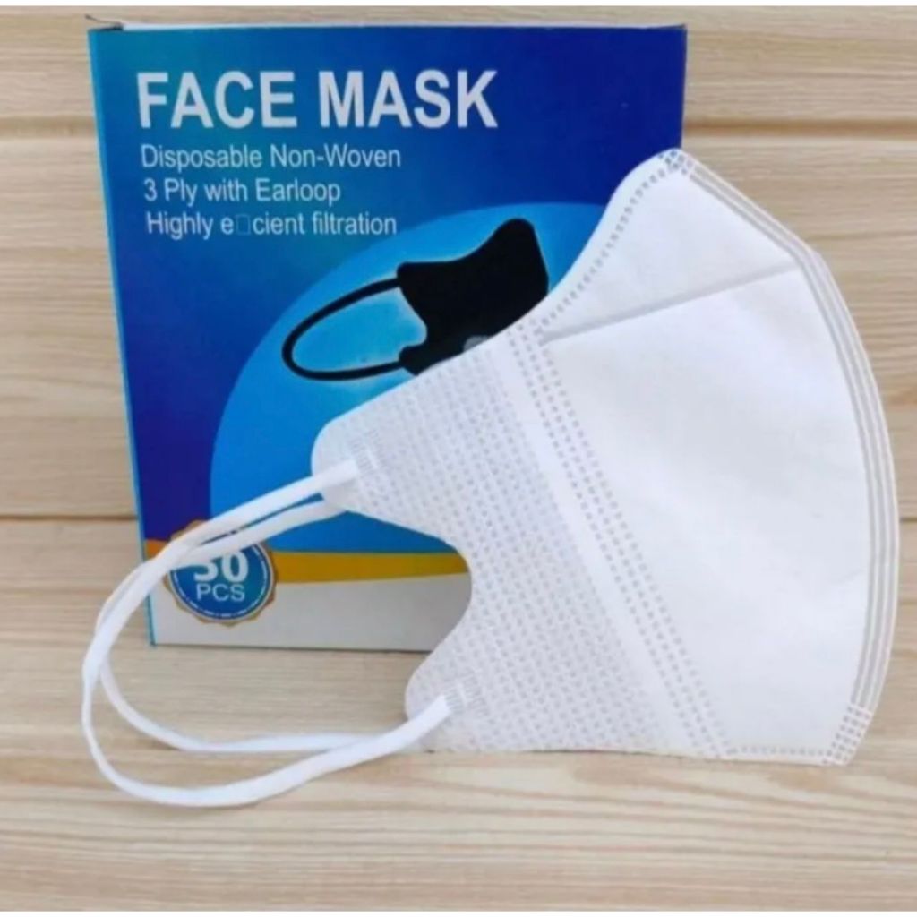 Masker Duckbill Putih Garis 3 Ply Face Mask 1 Box Isi 50 Pcs
