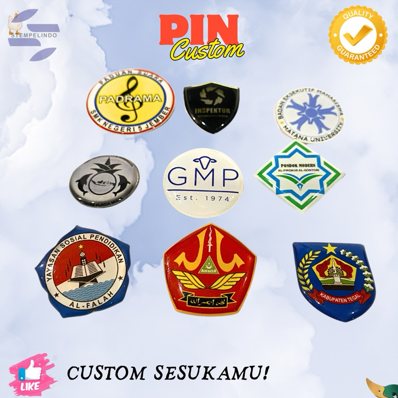 Pin Kuningan Custom Desain Gambar Logo Resin Bening Cembung Peniti Magnet Bros Aluminium