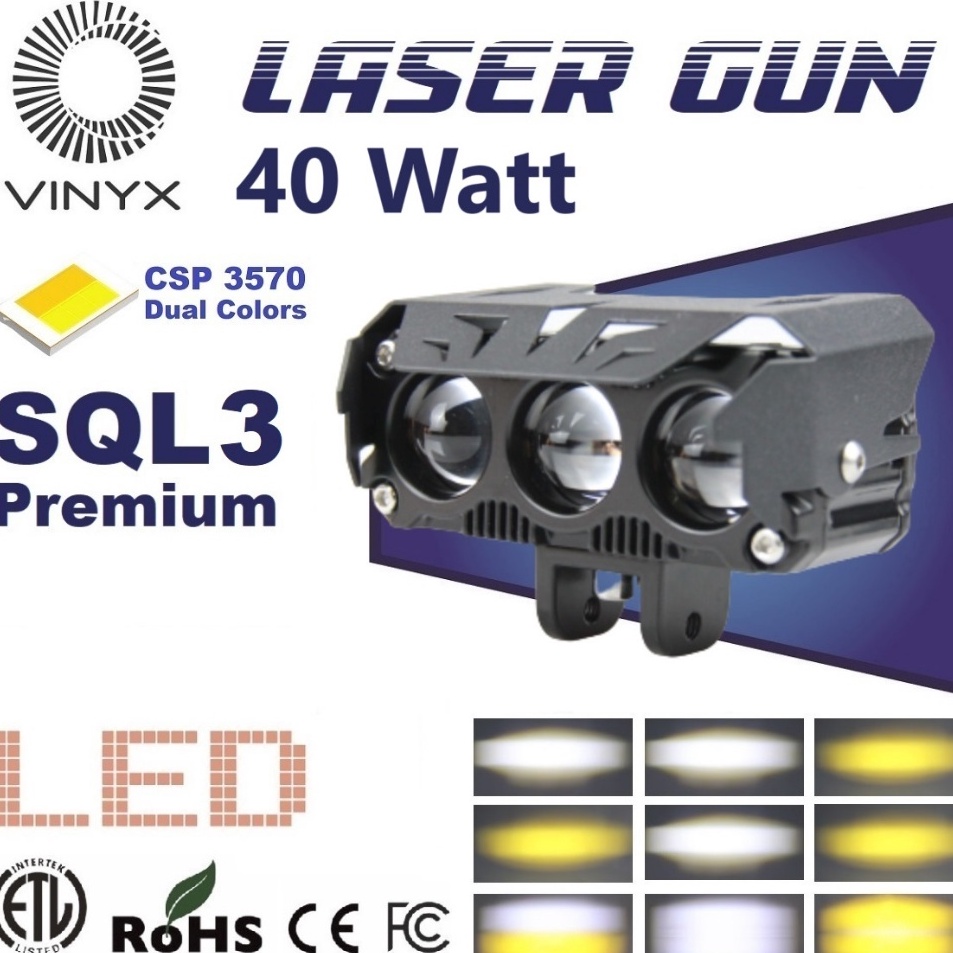 HkV Lampu Tembak Sorot LED Laser Gun VINYX SQL3 SQL2 D2 Mobil Motor SQL 3 Warna Putih Kuning CSP Las