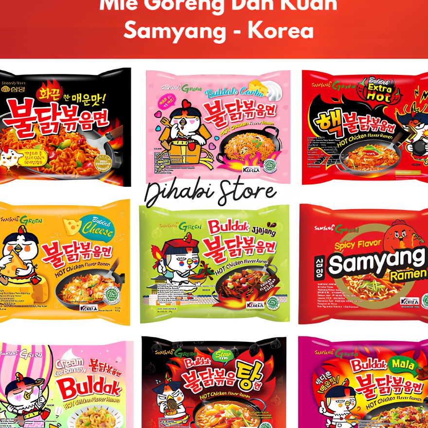 

TERMURAH Samyang Mie Instan Hot Chicken Ramen Original Buldak Carbonara Extra Hot Cheese Jjajang Ramen Korea