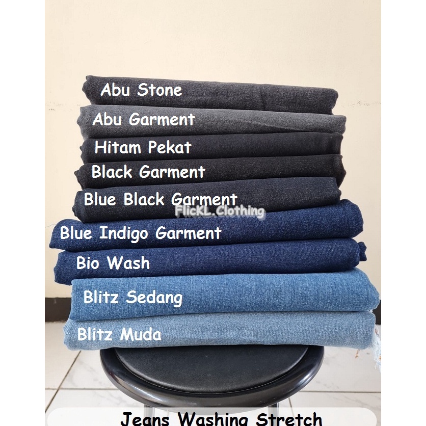 New Product Bahan Kain Jeans Wash Stretch Denim Washing Cucian Jeans Washing Melar Potongan 125 Mete