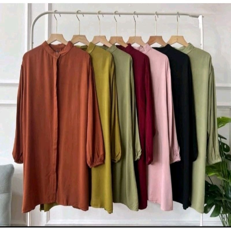 Long dress Polos Wanita // Tunik long wanita Bahan Crinkle / tunik Polos Wanita