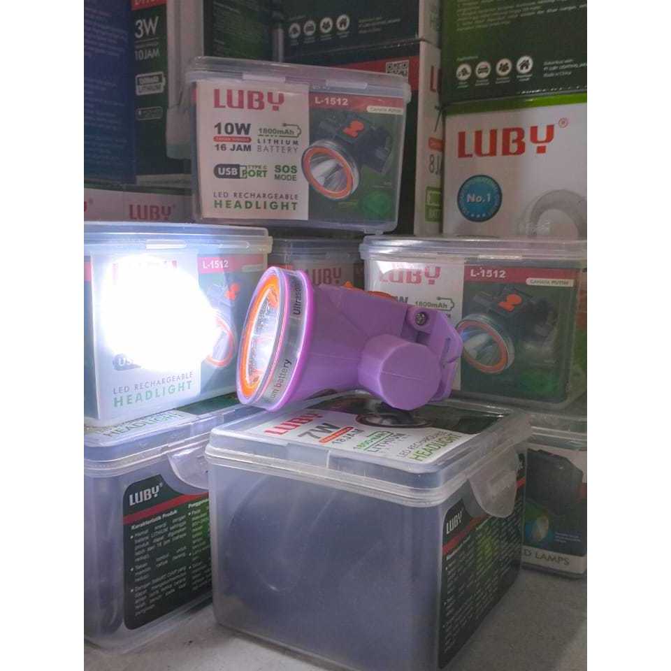 SENTER KEPALA LUBY L-1512 10WATT / SINAR TERANG PUTIH DESAIN KECIL