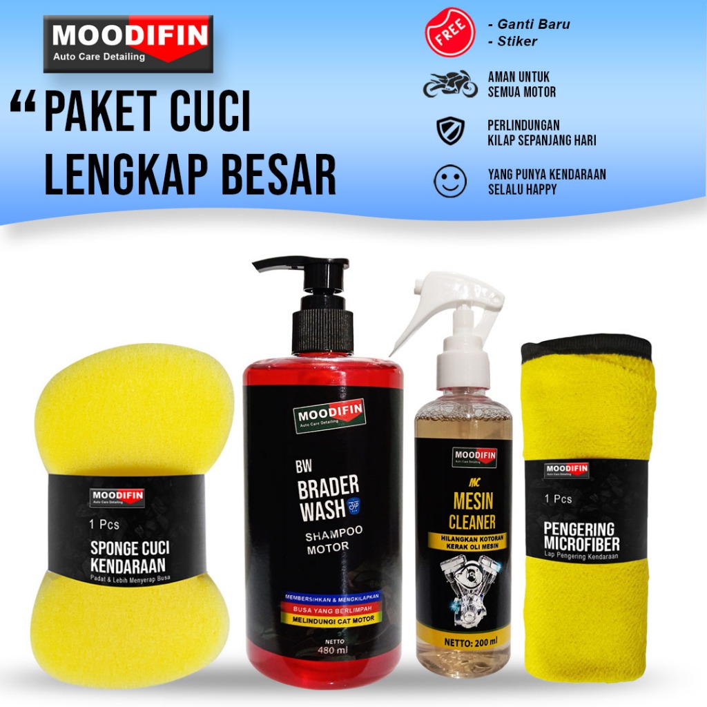 PaketCuciLengkap | Shampoo Motor Mobil Paket Besar Siap Pakai Cuci Kendaraan Busa Lap Microfiber