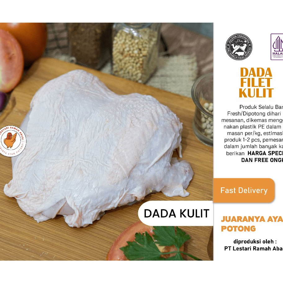 

Terlaris Daging Ayam Dada Fillet Boneless Dengan Kulit 1kg