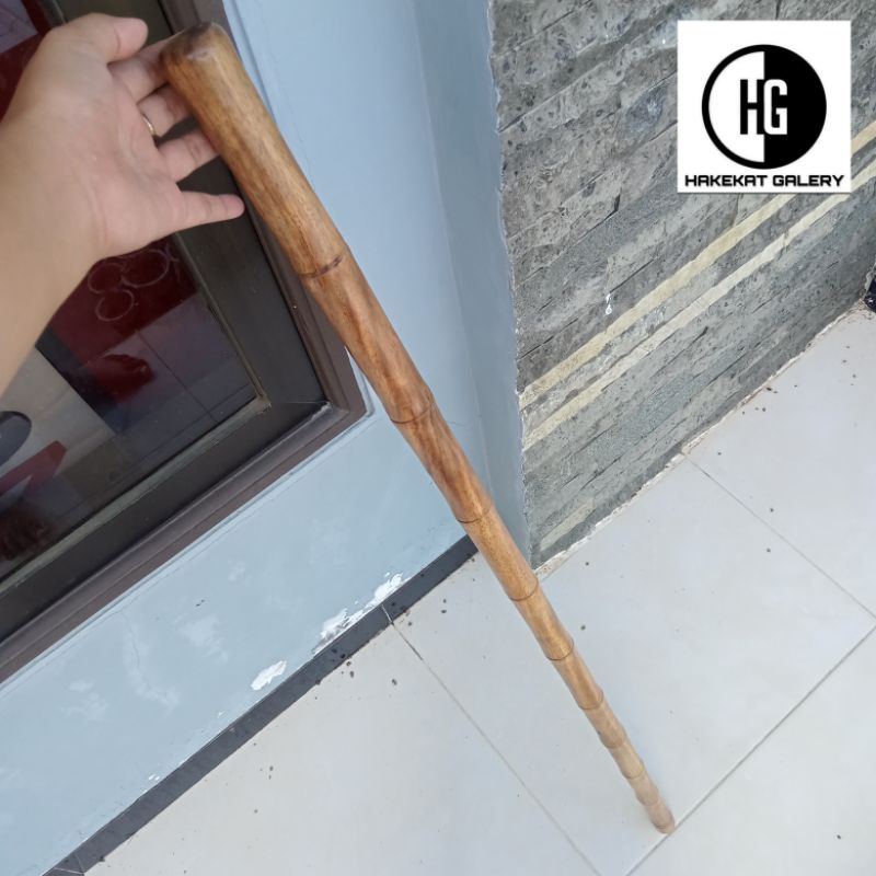 tongkat jalan kayu bidara motif bambu lurus h431