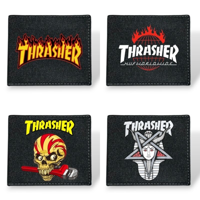 Dompet Kanvas Thrasher Logo Distro / Dompet Lipat Resleting Pria Thrasher Bahan 100% Kanvas Premium