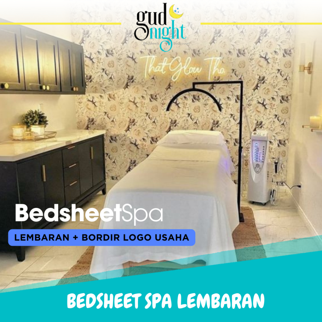 SPREI BEDSHEET SPA LEMBARAN SPREI SALON LEMBARAN BORDIR LOGO USAHA | BEDSHEET LEMBARAN | SPREI REUSE