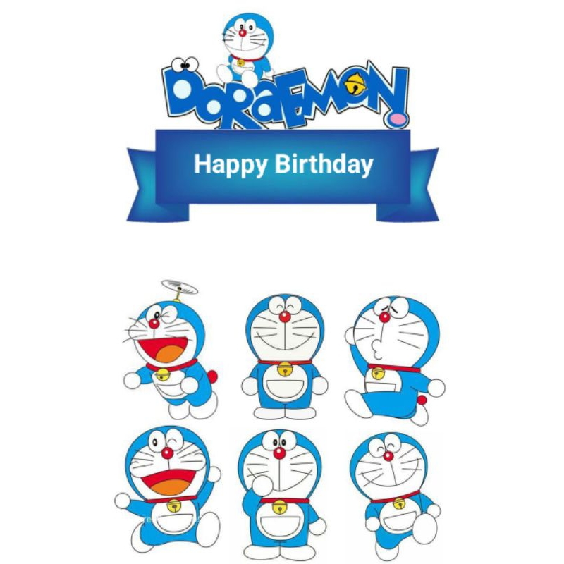 toper tart Doraemon /gambar untuk kue ulang tahun