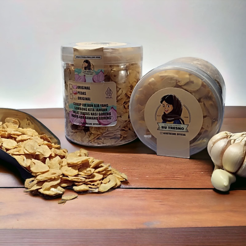 

BAWANG PUTIH GORENG BU TRESNO 200GR / BAGOR / TANPA PENGAWET RENYAH GURIH - 500 ML ORIGINAL