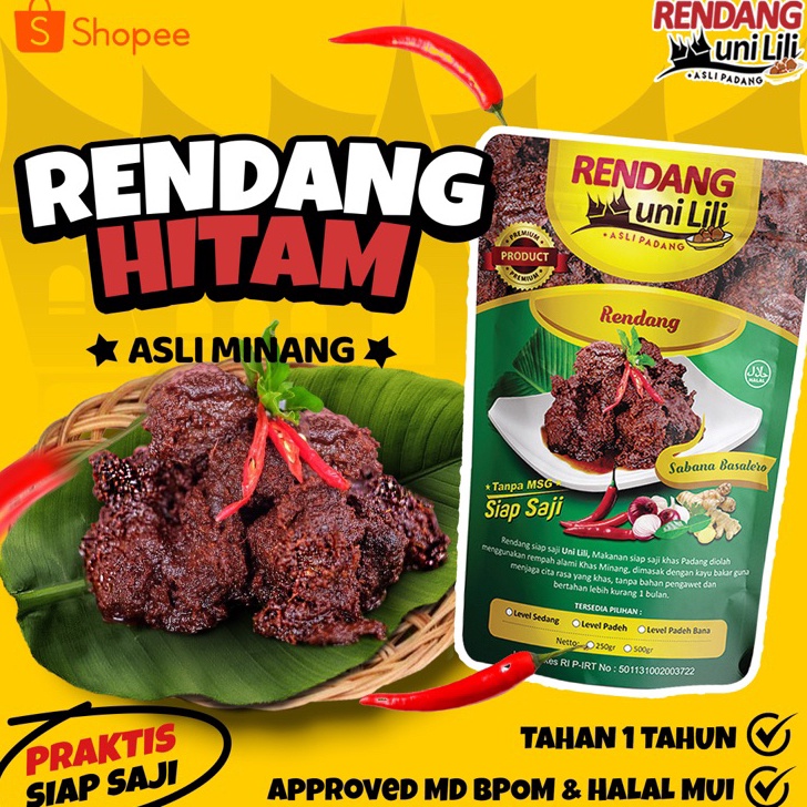 

V44859 RENDANG DAGING 25 GR ASLI PADANG UNI LILI MD BPOM HALAL MUI