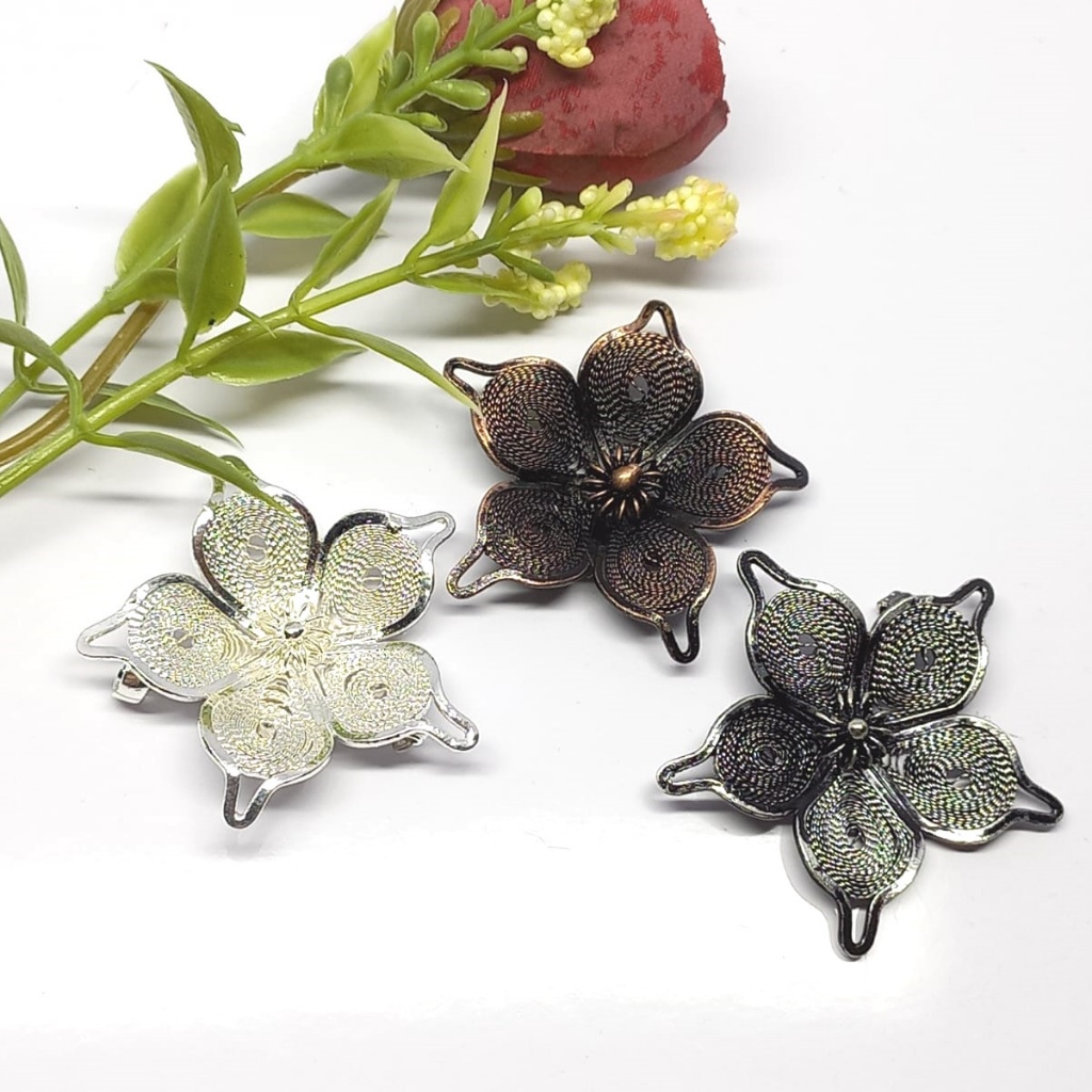 Bros Filigree Kebaya Jilbab Handmade Tembaga Krom Perak Asli Kotagede ID034