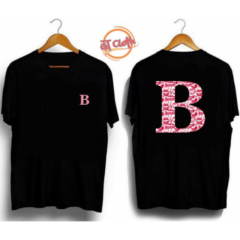 LOGO Inisial Nama Huruf B Kiss Baju Kaos Distro Premium Pria Wanita Combed30s