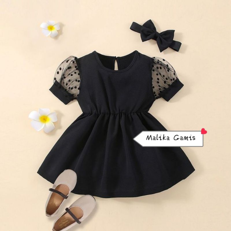 Dress Anak Perempuan Set Bandana - Gaun Anak Perempuan - Pakaian Anak Bayi Perempuan - Dress Lucu Se