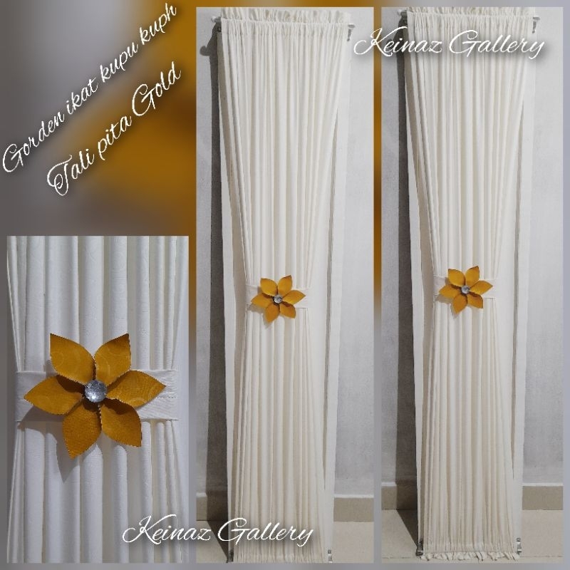 Gorden ikat kupu kupu jendela minimalis tali pita bunga mewah