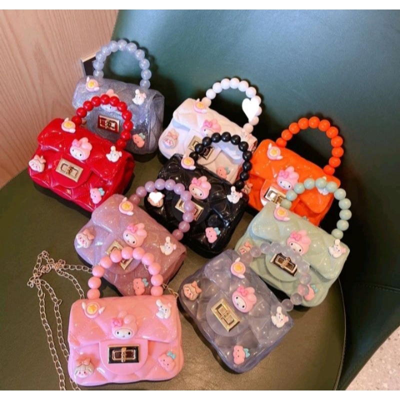 TAS SELEMPANG JELLY GLOSSY KARAKTER / TAS SELEMPANG ANAK / TAS SELEMPANG MINI WANITA