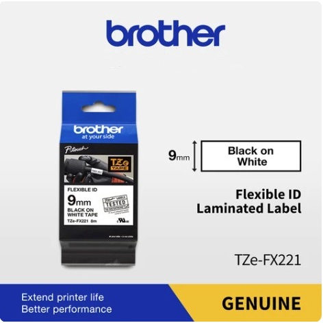 

Brother TZe-FX221 9mm Flexible Black on white/Brother P-Touch Tape