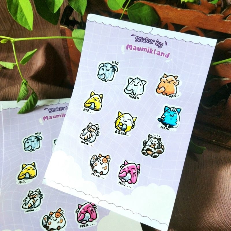 

stiker kiss cut A6 karakter kucing kartun