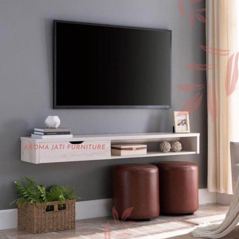 Meja Tv dinding |Meja tv melayang | Tv Floating Shelvest | Rak tv dinding modern