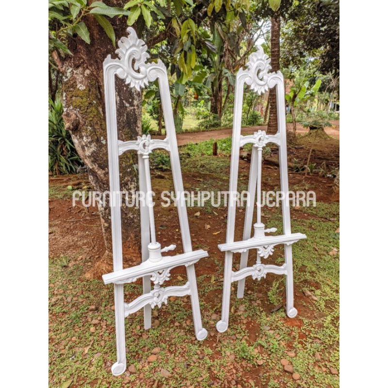 Stand foto wedding kayu variasi ukir