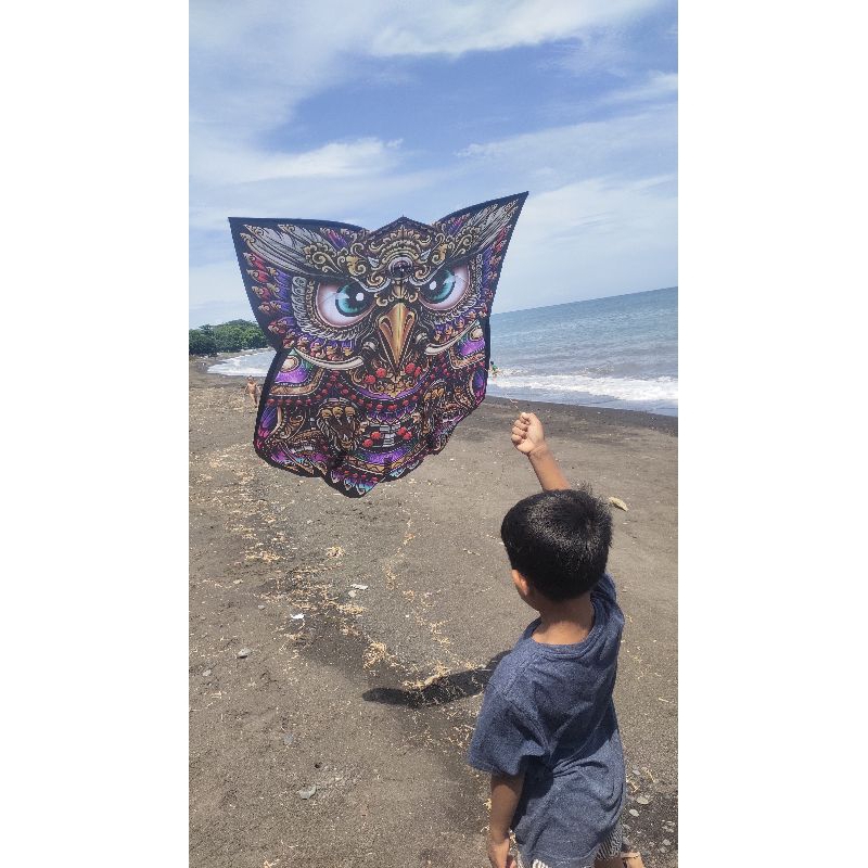 layangan celepuk burung hantu rangka fiber bisa lipat bisa isi nama