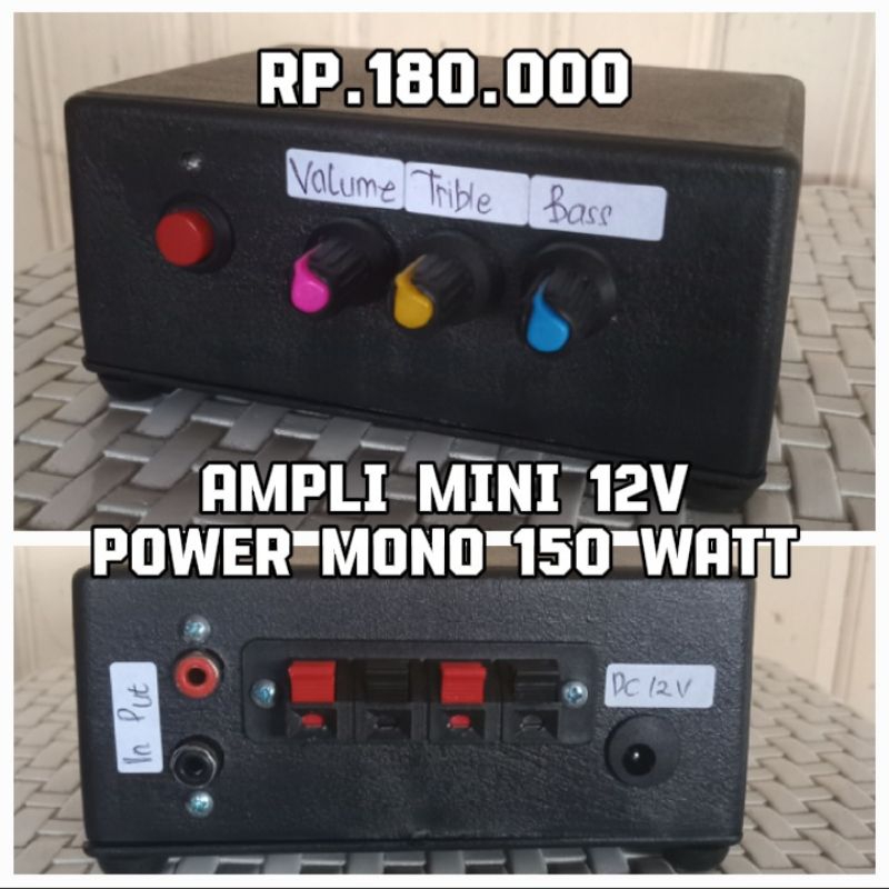 AMPLI MINI 12 VOLT MONO (150 WATT) + Tone Control (Volume, Trible, Bass)