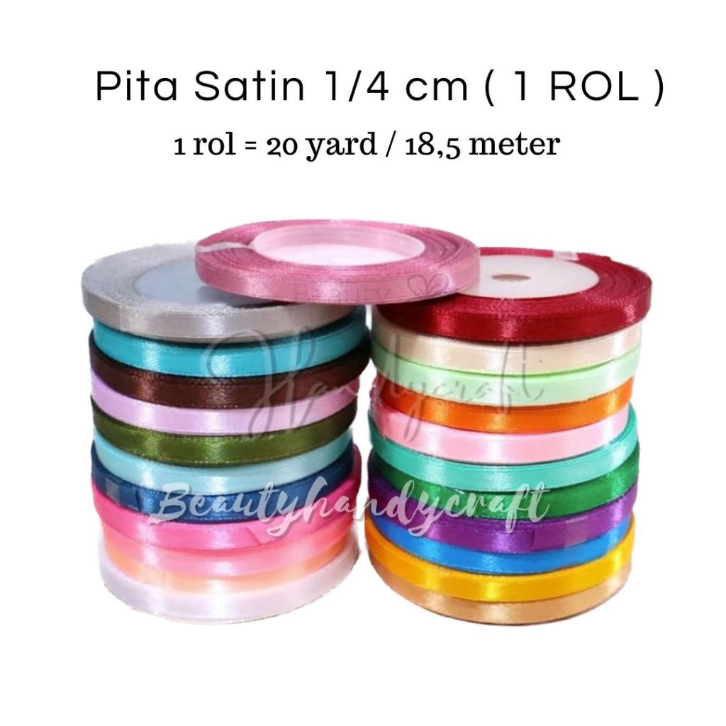 

pita satin 1/4 inchi (0,6 cm) pe rol pita kado hadiah suvenir