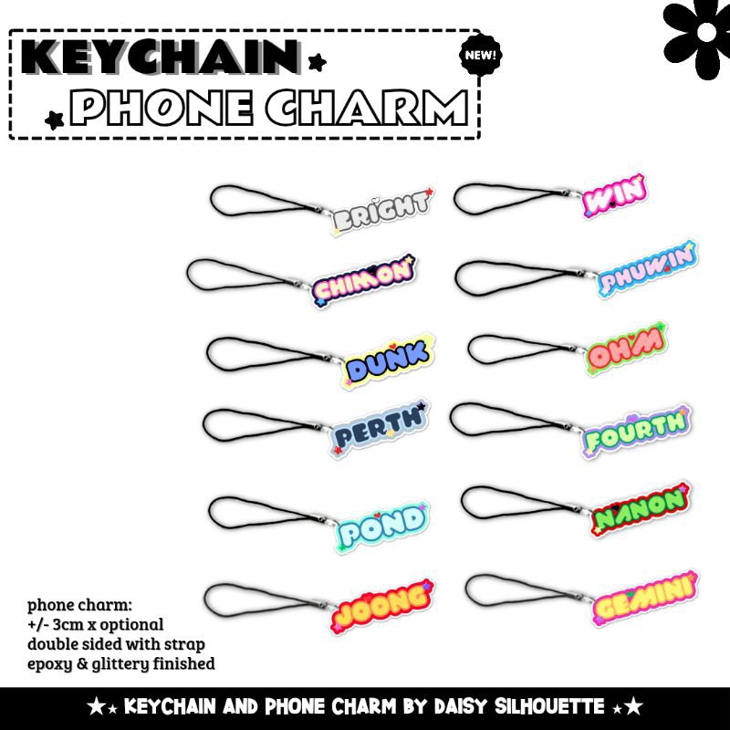 KEYCHAIN PHONE CHARM RAINBOW || AKTOR GMMTV || THAI ACTOR ACRYLIC KEYCHAIN || GANTUNG HANDPHONE || A