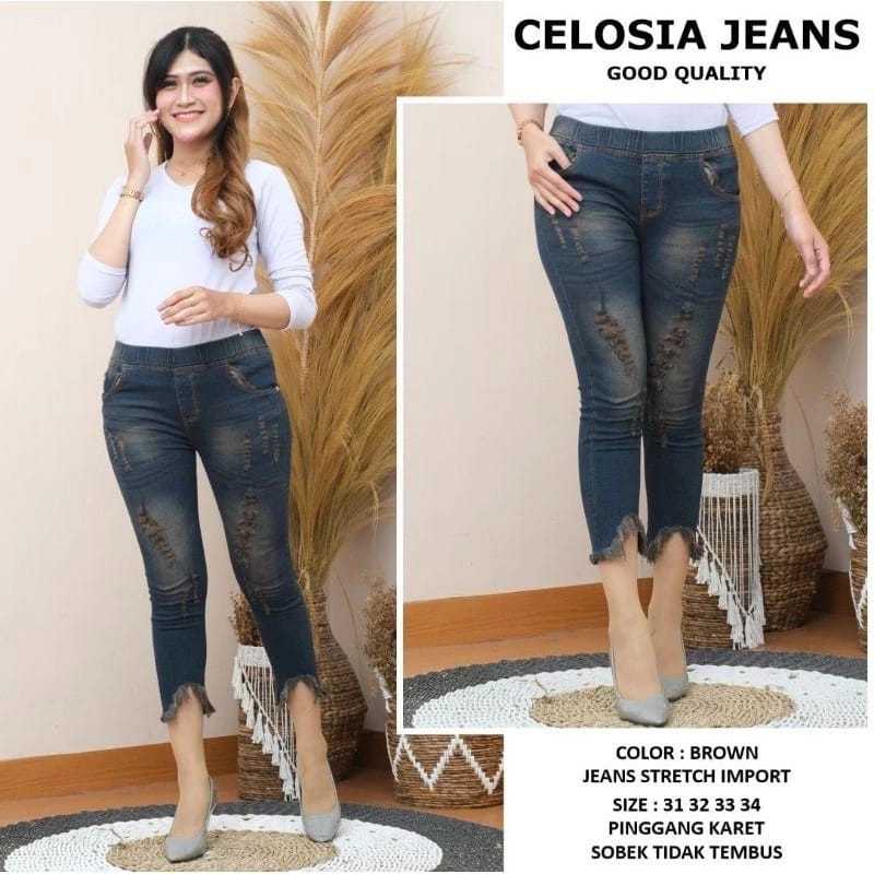 TERBARU CELOSIA JEANS SOBEK TIDAK TEMBUS (30-38)