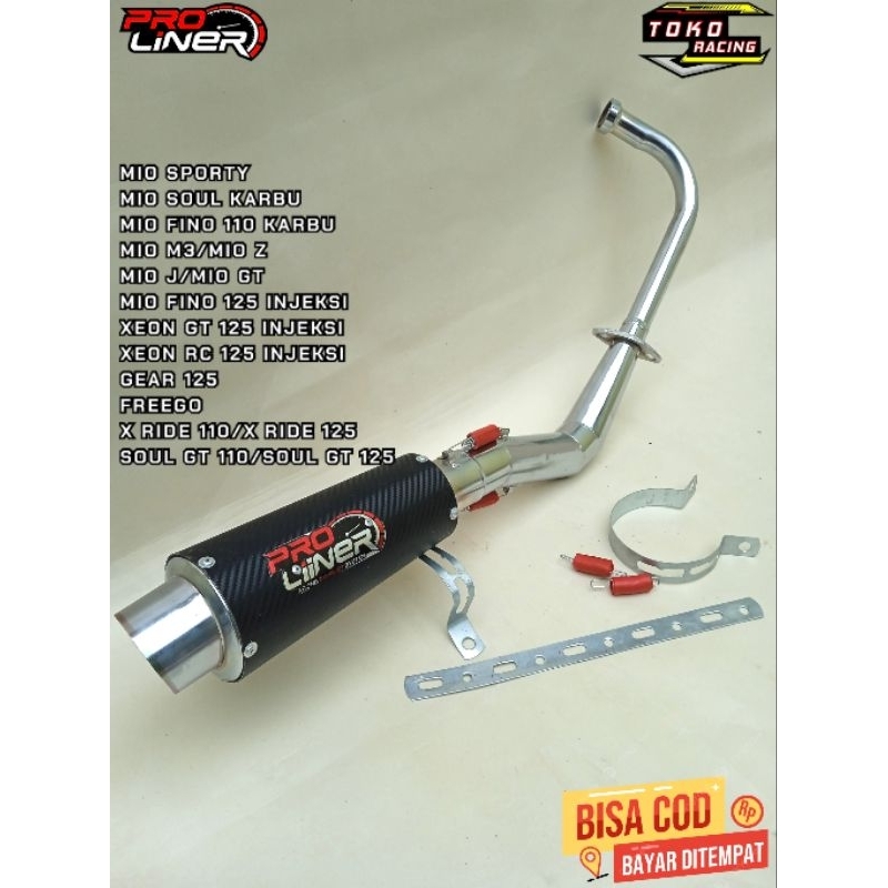 KNALPOT RACING PRO LINER CARBON ALL TYPE MATIC YAMAHA MIO SPORTY,MIO SMILE MIO SOUL MIO M3,MIO Z,MIO