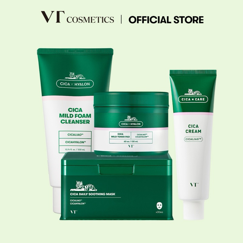 [READY STOCK] VT COSMETICS Cica Series | Daily Shooting Mask | Cream | Toner Pad | Mild Foam Cleanse