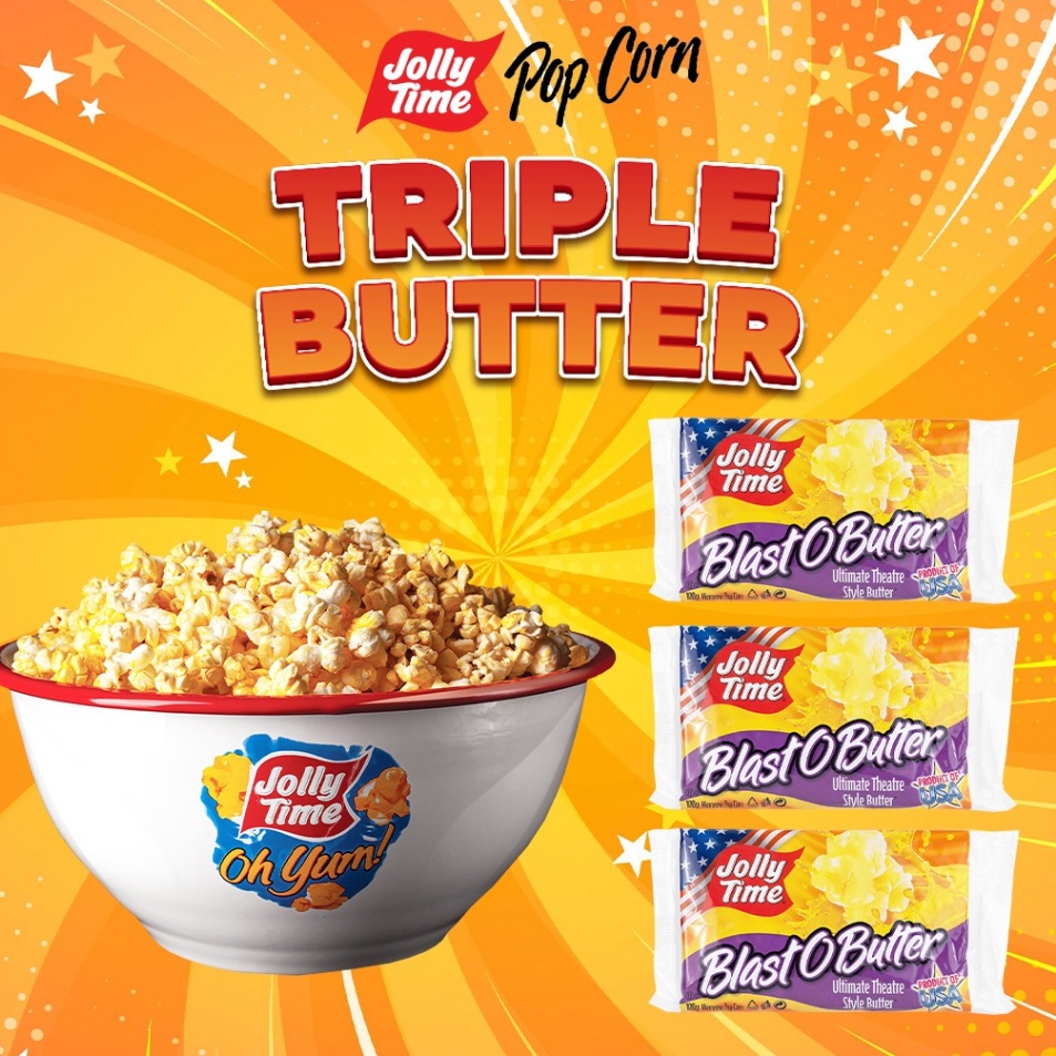 

Promotion Jolly Time Paket Triple Butter 3BOB Mircowave Popcorn Live