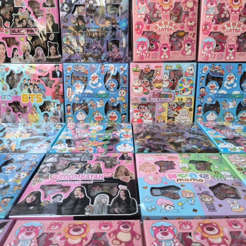 

STICKER KOREA KARAKTER ISI 100PCS WATERPROOF | STICKER MOMO MIXUE LOTSO SANRIO DORAEMON BTS BLACKPINK BARBIE