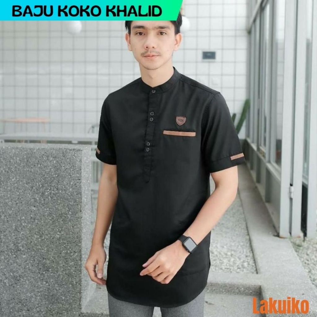 Koko Khalid - Baju Koko Khalid Muslim / Baju Koko Lengan Pendek Khalid Original / Baju Muslim Khalid