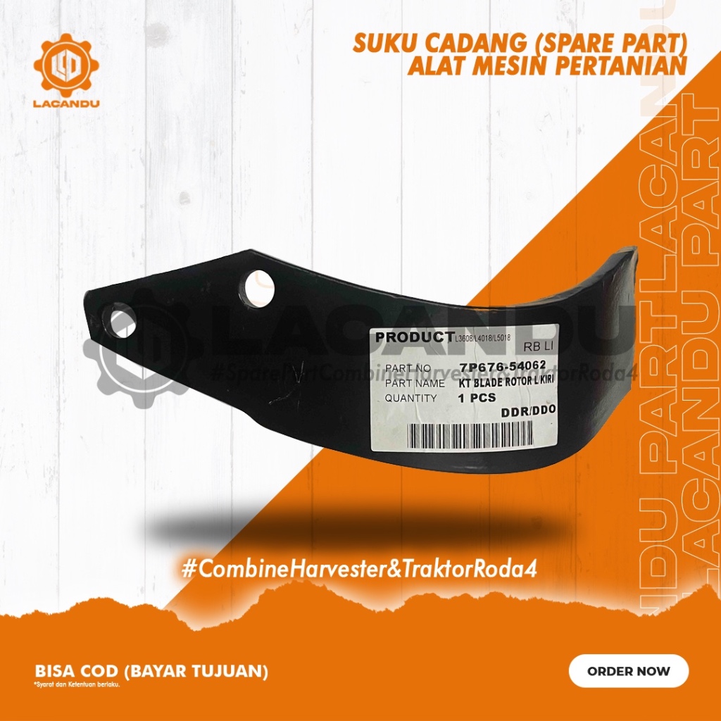 KT BLADE ROTARY LH - PISAU ROTARI KIRI KUBOTA TRAKTOR L36018-L4018-L5018 7P676-54062 - TRAKTOR RODA 
