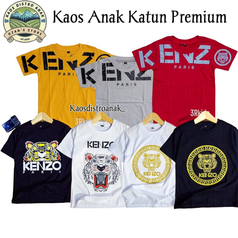 Kaos anak katun laki laki/perempuan kenzo