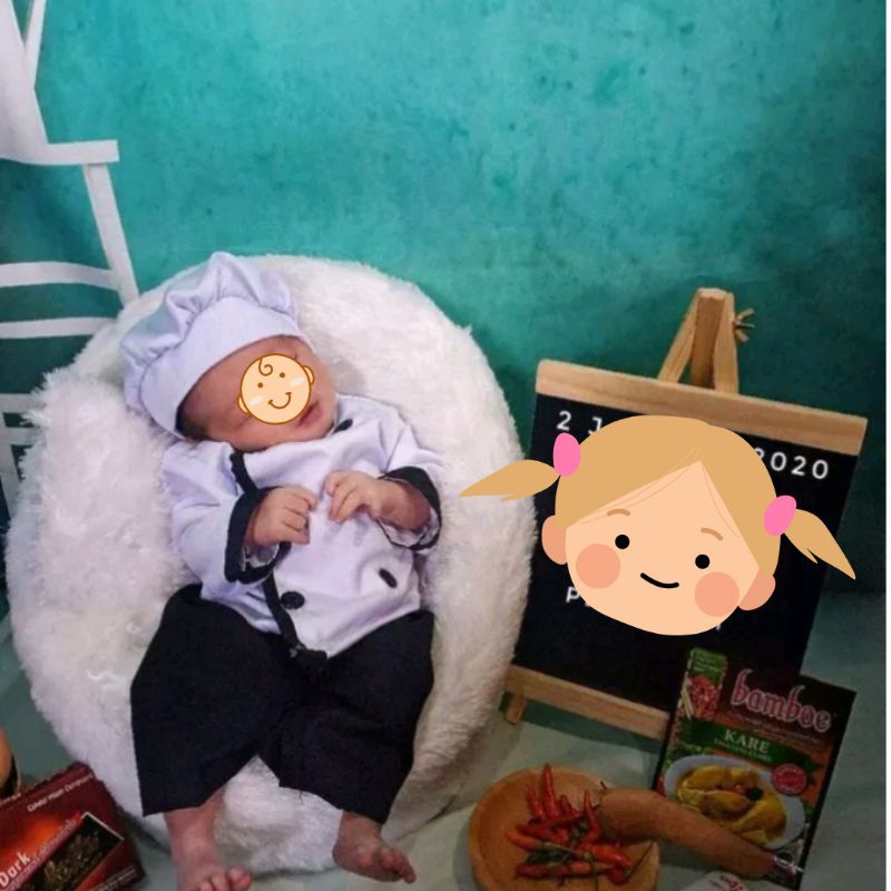 Baju Koki Chef Anak Laki laki Kostum Foto Laki laki Foto Bayi Newborn| bAJU Koki Chef| Master chef