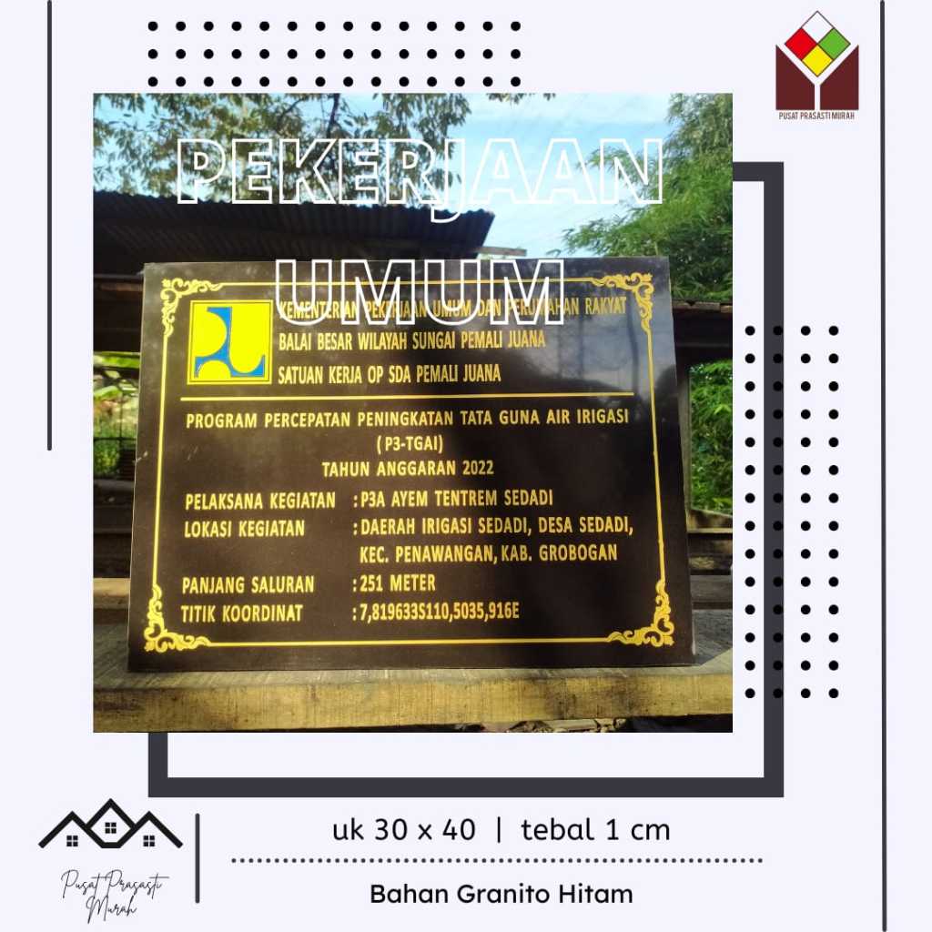 (PUSAT PRASASTI MURAH) Prasasti Logo PU/Prasasti PU/Prasasti DPU/Prasasti Dinas Pekerjaan Umum