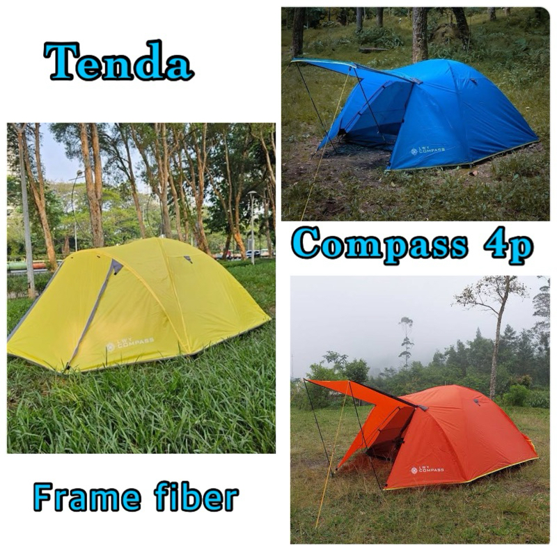 (BINTARAOUTDOOR)TENDA LWY COMPAS 4P FIBER - TENDA CAMPING HIKING - TENDA KAPASITAS 4 ORANG - TENDA D