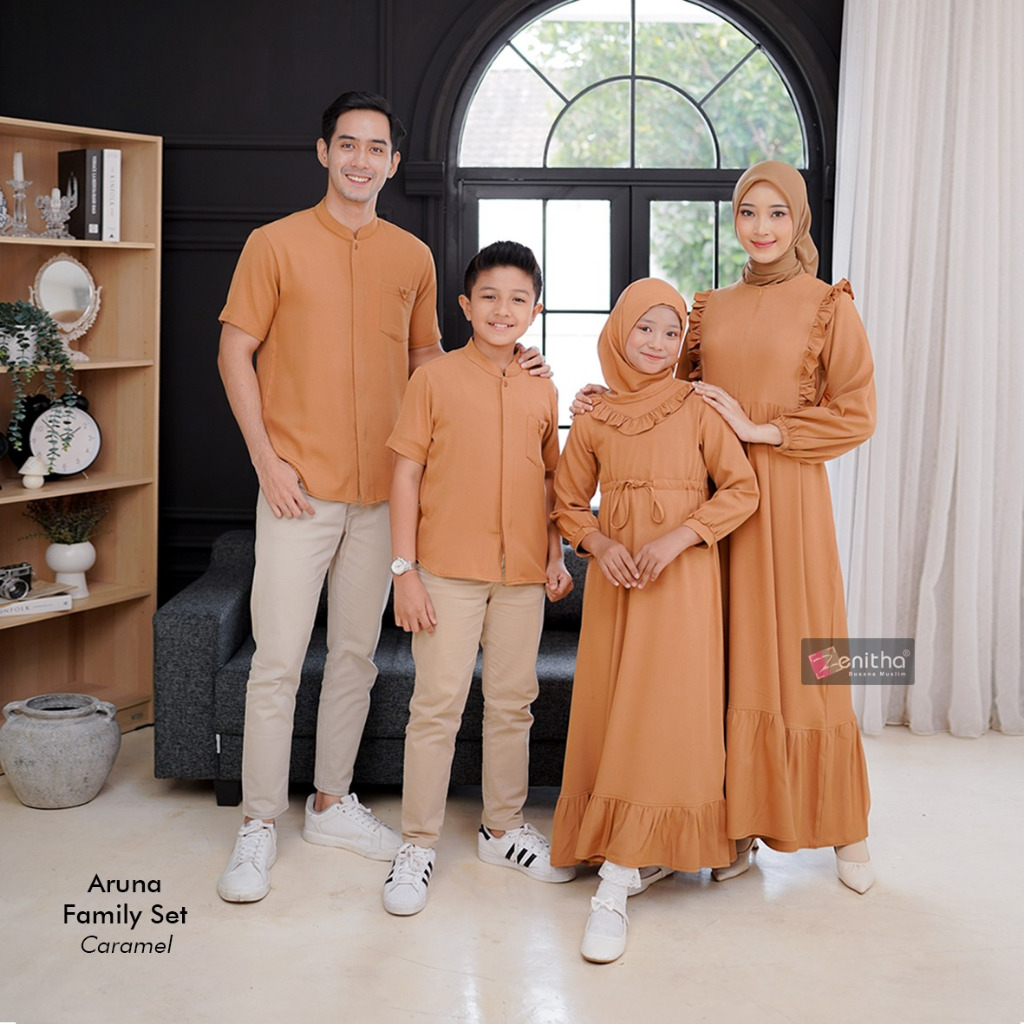 [READY STOCK] Zenitha - Aruna Caramel Sarimbit Keluarga Lebaran Couple Family Set Premium