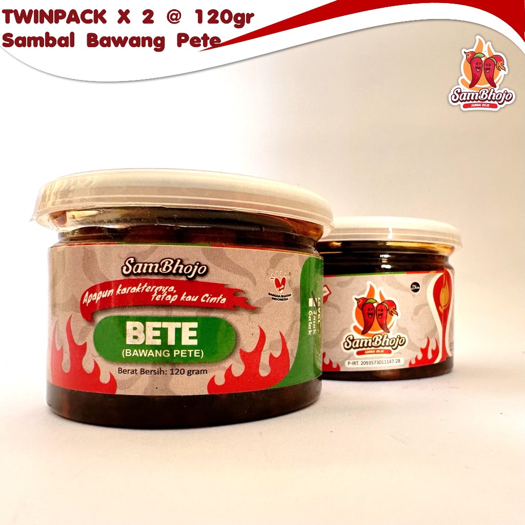 

SamBhojo - Sambal Bawang Pete - Sambal Pete (Bojo Bete) 120gr x 2 - Twinpack