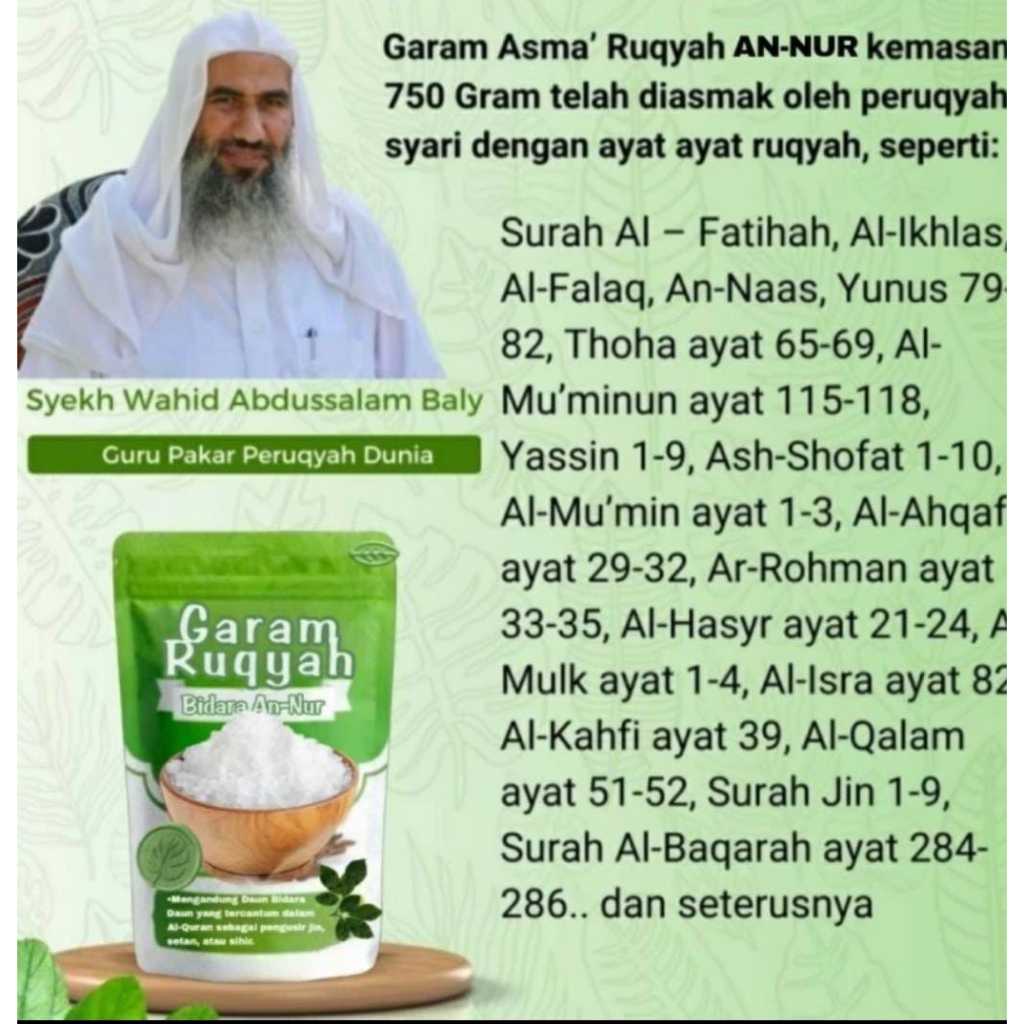 

Garam ruqyah An nur 500gr Asli Sudah di Asma penangkal Aura mistis.