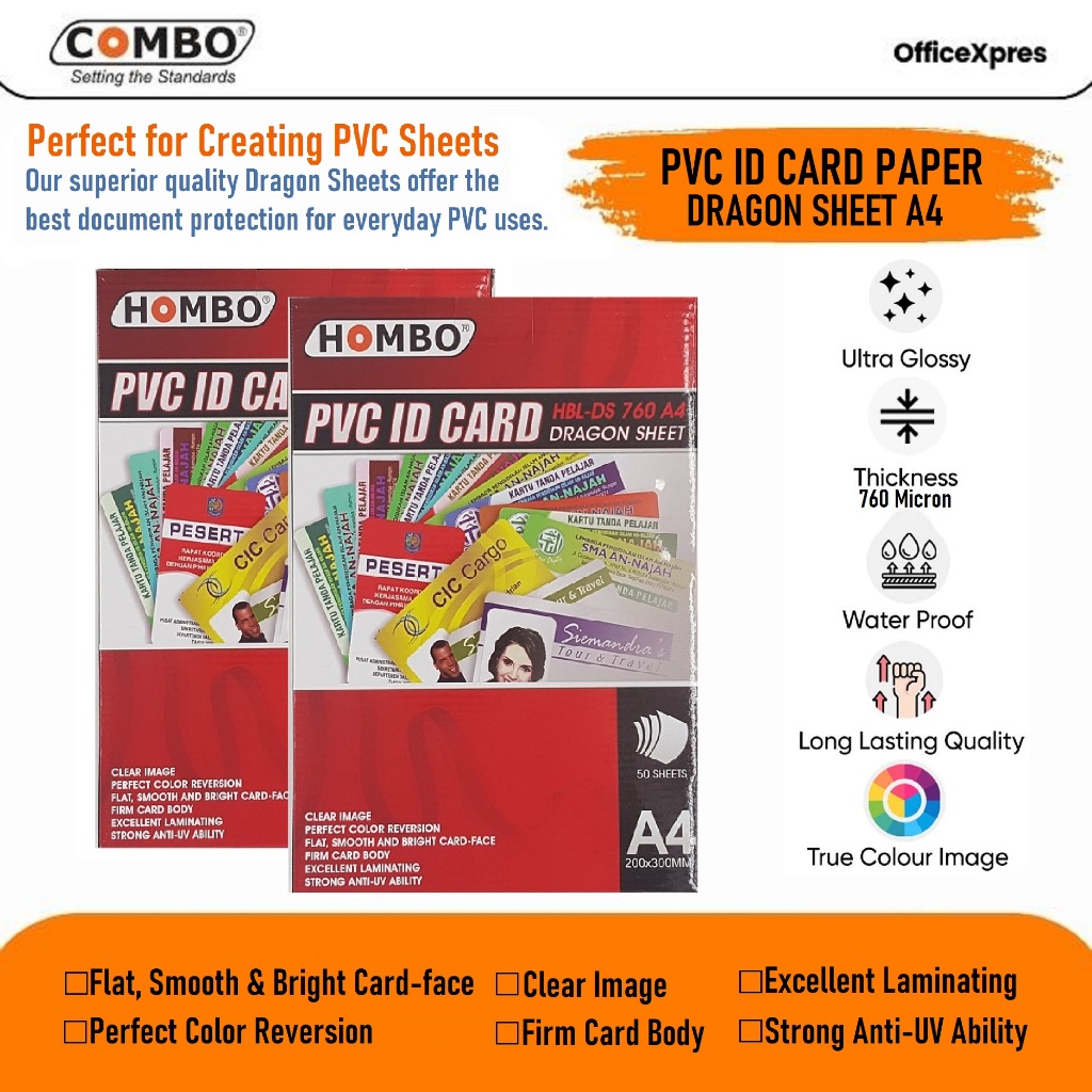 

Kertas PVC Instan Bahan ID Card A4 / Kertas PVC ID Card Cutter Dragon Sheet / Card Printing / Pencetak Kartu / PVC Sheet