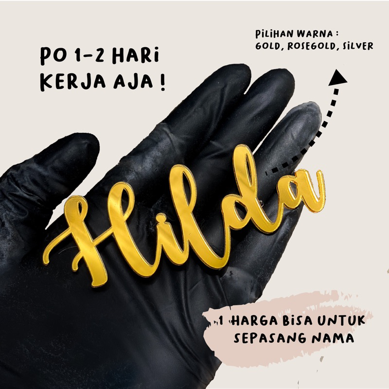 NAMA AKRILIK MIRROR GOLD CUTTING LETTER MIRROR GOLD chipboard akrilik dekorasi mahar rustic nama mah