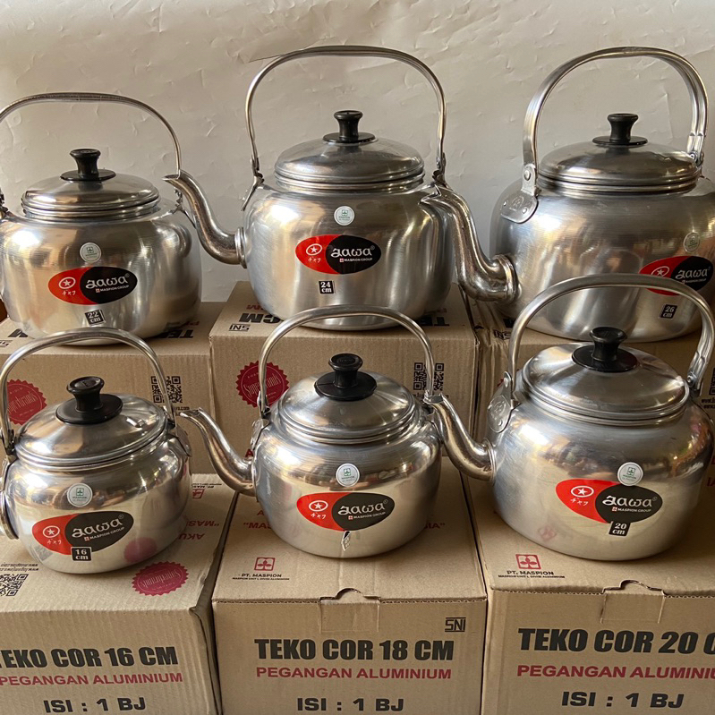 Teko Ceret Cor Jawa Aluminium 16 18 20 22 24 26 Cm Teko Bebek Air Panas AA-TCA16 AA-TCA18 AA-TCA20 A