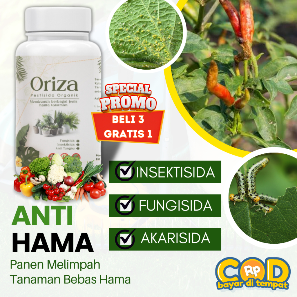 Pupuk Oriza Anti Hama 3 GRATIS 1  - Oriza Pupuk Pestisida Fungisida Insektisida Organik Pembasmi Ham