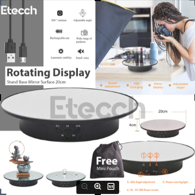 Display Putar Action Figure Alas Putar Fotografi dan Video Diameter 20cm Alat Putar Fotografi Otomat